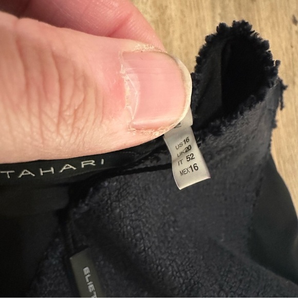 NWT ELIE TAHARI Patchwork Textured Colorblock Black & Grey Zipped MIDI Dress 16 - Picture 12 of 14